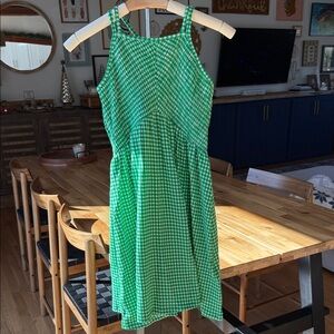 Zara Kids Green Checkered Casual Dress